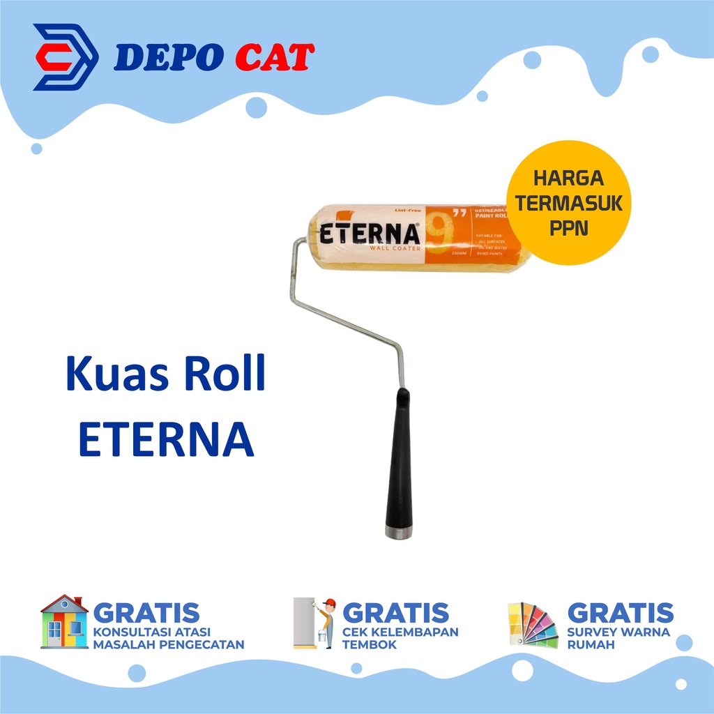 Kuas Roll Eterna 9" | Roll Cat Tembok