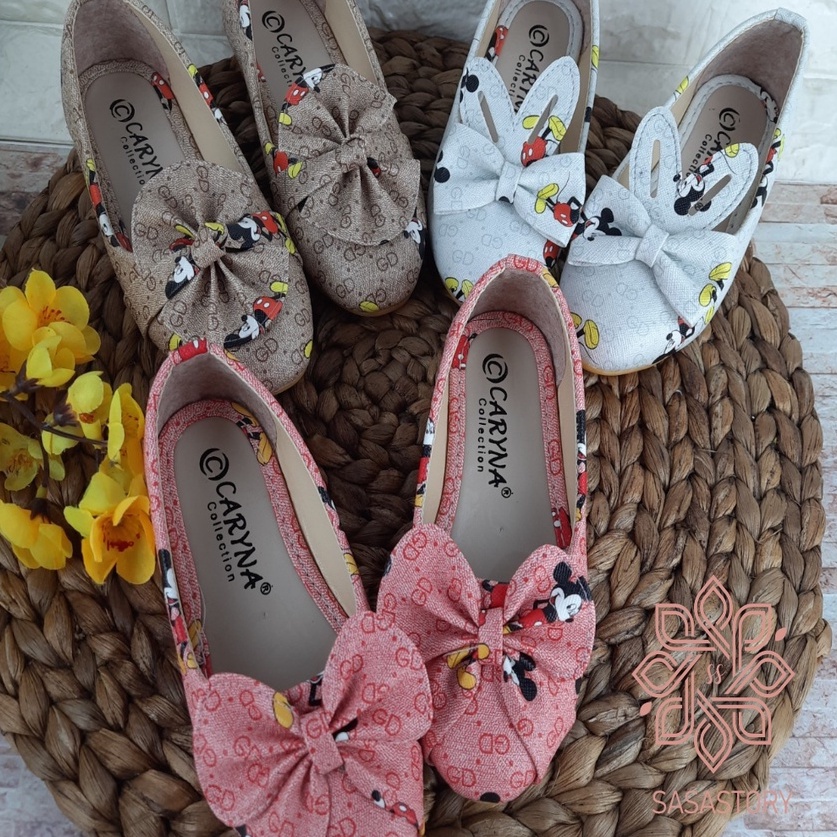 SEPATU PESTA FLATSHOES ANAK PEREMPUAN MICKEY 3 4 5 6 TAHUN IA01