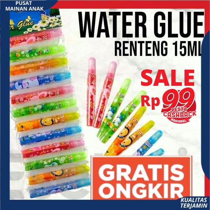 ( PROMO ) lem Kertas glue renteng cair 15 ml lem kertas water glue  perekat GROSIR