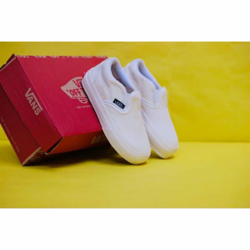 SEPATU VANS ANAK PUTIH SLIP ON POLOS COWOK CEWEK 20-35