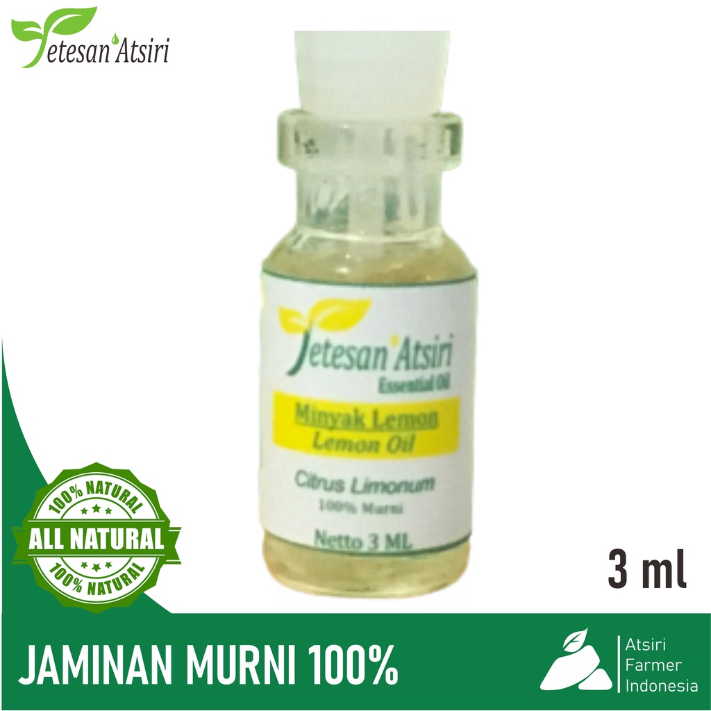 3ml minyak atsiri lemon jeruk lemon murni lemon pure essential oil aromatherapy therapeutic grade diffuser humidifier burner aromaterapi esensial essensial esential tanpa campuran TETESAN ATSIRI 3 ml