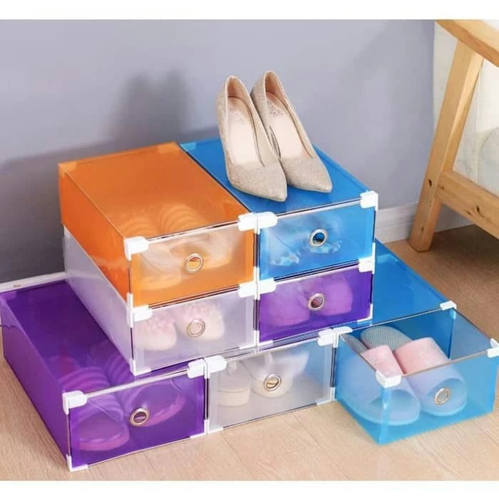 kotak sepatu/sandal model Laci bahan plastik transparan