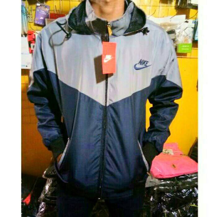 jaket nike parasut abu navy
