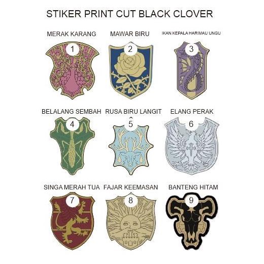 

Stiker Vinyl Logo Guild Black Clover Anime Manga HP Laptop Motor Seped