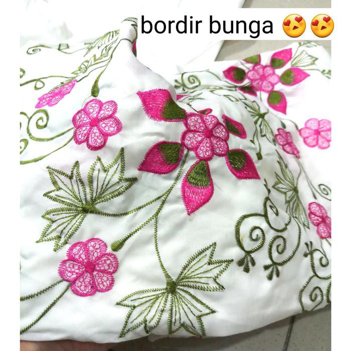 Mukena Putih Katun BSY Bordir Murah Motif Bunga Timbul (Ukuran Dewasa)
