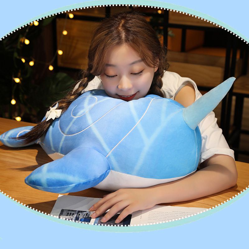 70cm Genshin Impact Whale Mainan Stuffed Toy Boneka Plush Dolls Throw Pillow Toys Cartoon Gift