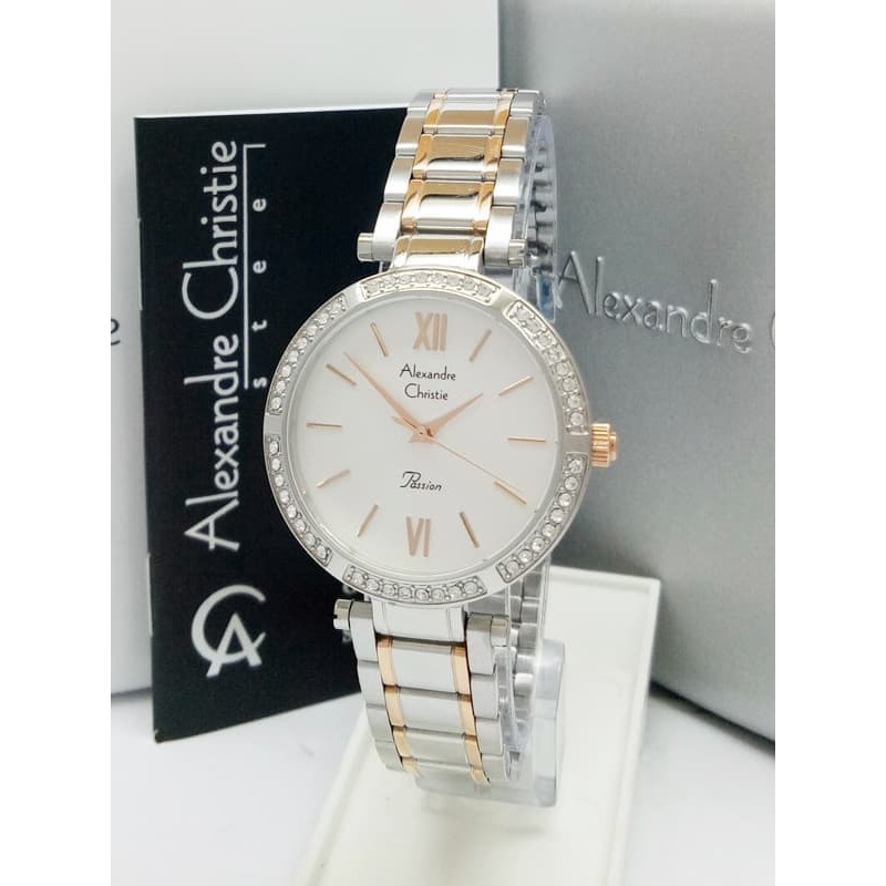 jam tangan wanita alexandre christie AC 2710LH SILVER ROSEGOLD
