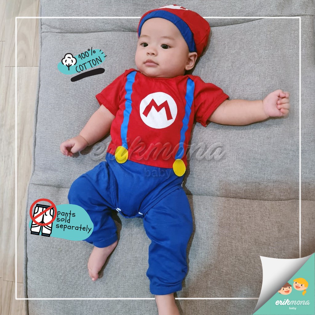 ❤️ baju bayi jumper bayi baju anak karakter mario bros lucu ❤️