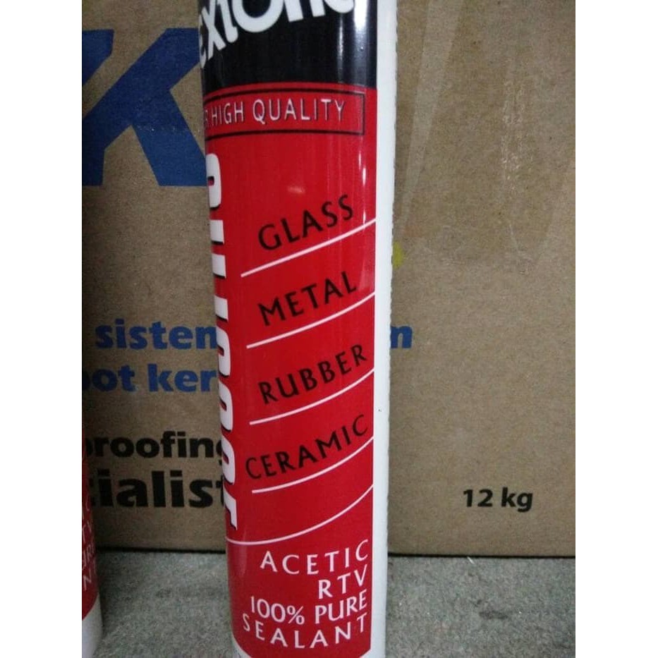 DEXTONE Silicone Sealent Lem Kaca Acetic White Black Clear coklat