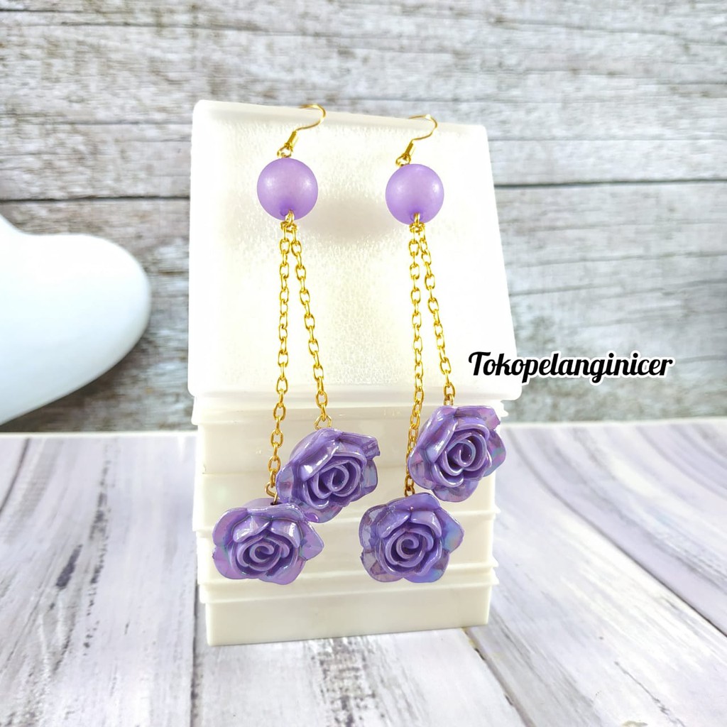 ANTING LUCU - ANTING FASHION - ANTING Hijab JUNTAI Mawar panjang - GIWANG - KERABU AKSESORIS