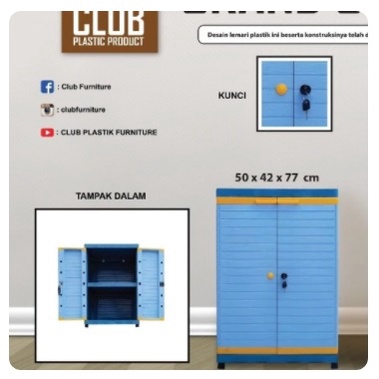 Club Lemari Pakaian Plastik Grand Mini Susun 2 + Kunci