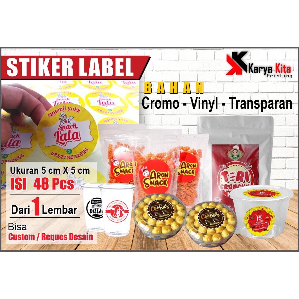 

Cetak sticker label makanan - Sticker toples - Stiker pouch - Sudah cutting - Sticker chromo - Tinggal tempel
