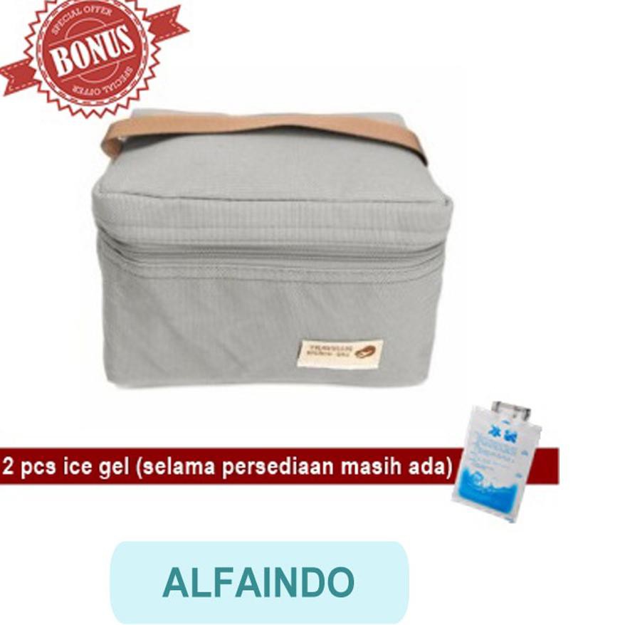 ❄ Lunch Bag Set Tas Makan Anak POLOS TM008 Cooler Bag Bonus 2pcs Ice Gel ✩