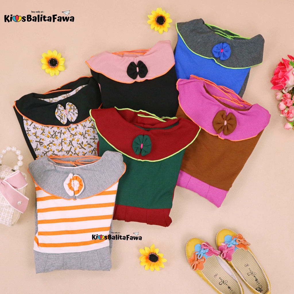 Dress Yumna uk 5-6 Tahun / IMPORT Dres Lengan Panjang Gaun Pesta Baju Anak Perempuan Pakaian Grosir