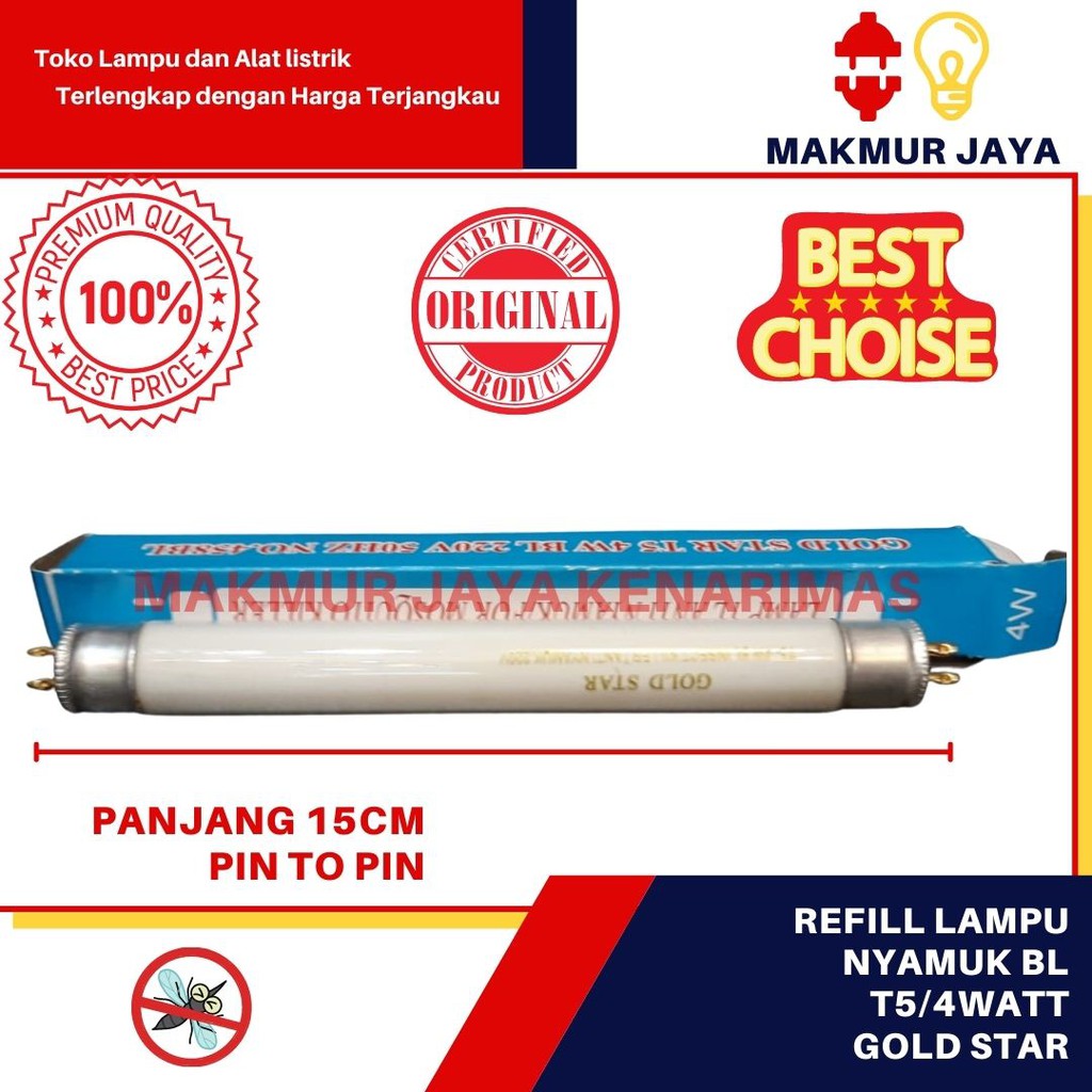 Lampu Nyamuk 4W BL/Lampu TL T5 Nyamuk 4W/Refill Lampu Nyamuk 4W Murah Gold Star