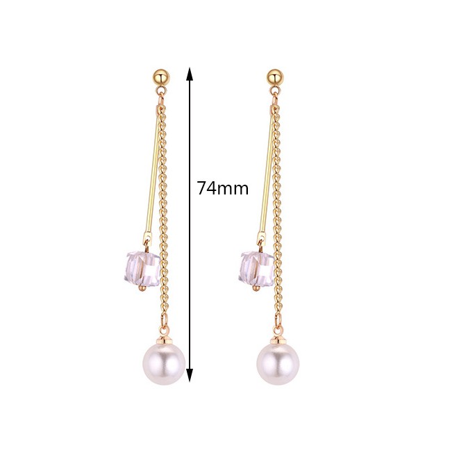 LRC Anting Tusuk Fashion Square Shape Decorated Earrings