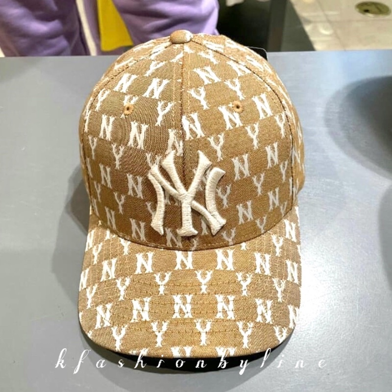 MLB Monogram Jacquard Structure Ball Cap New York Yankees - Beige