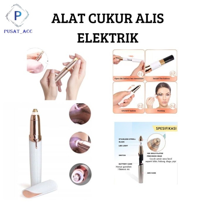 CA16 - Alat Pencukur Alis Elektrik Charger Led Alat Cukur Pen