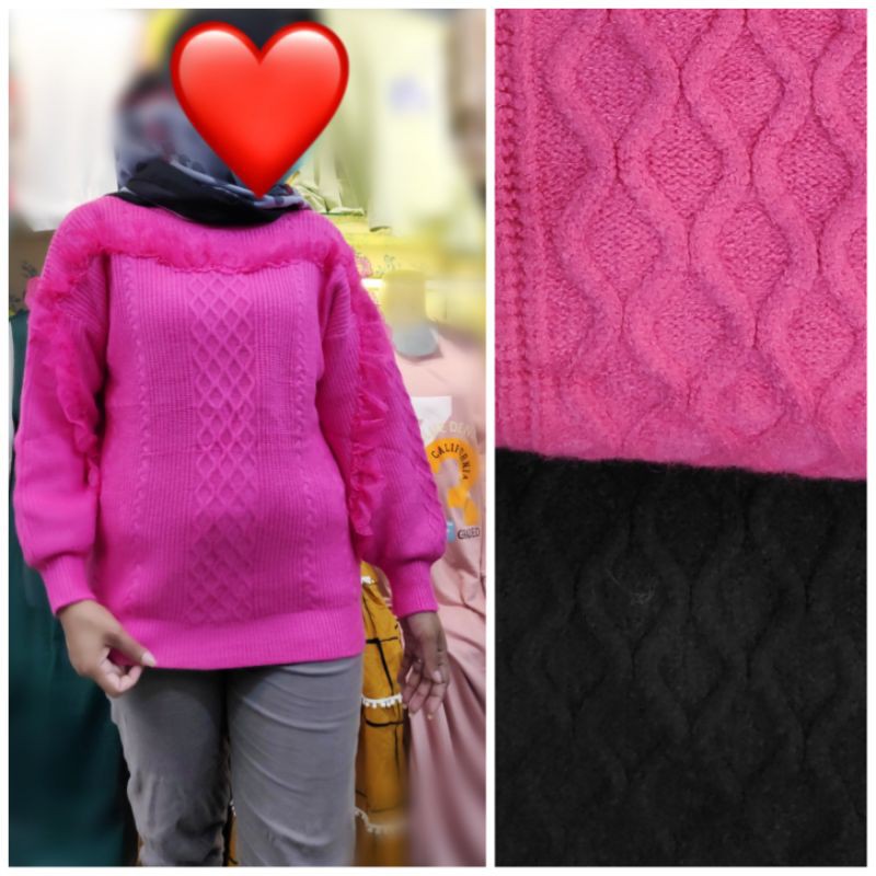 Atasan rajut remaja wanita renda import