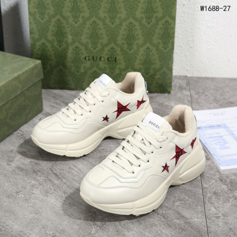 01,GUCCI RHYTON CLASSIC STAR PATCH SEMI ORI GRADE AAA SNEAKERS WITH PAPERBAG W1688-27*