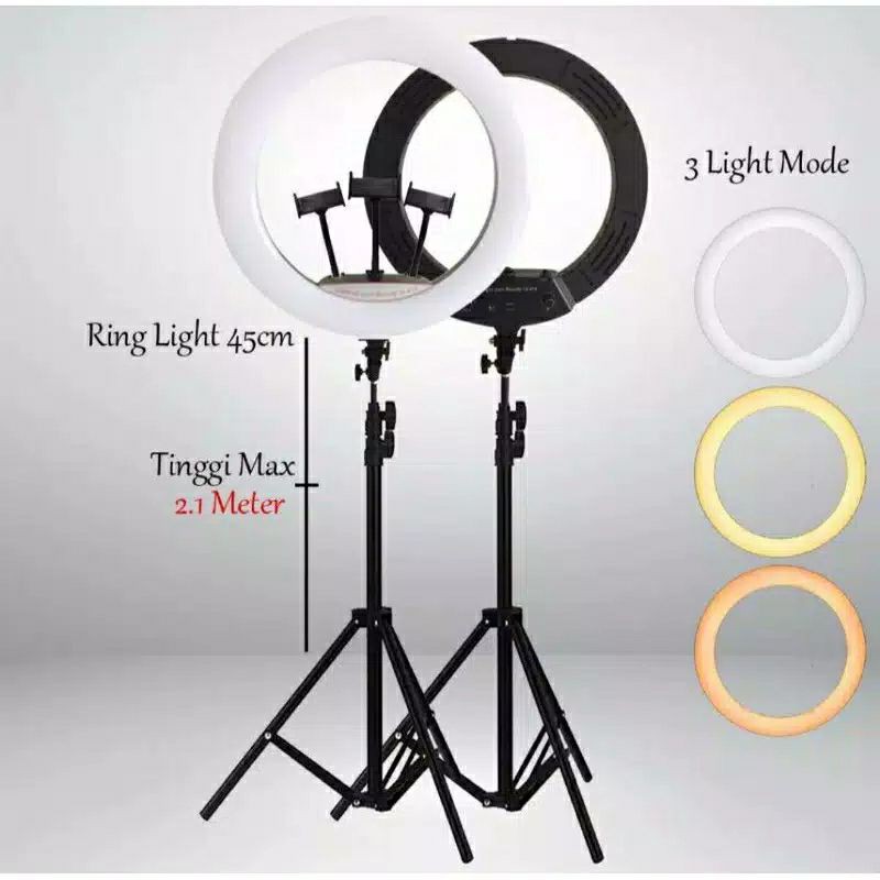 Ringlight Ring Light 45Cm / Ring Light Besar / Ring Light Jumbo / Ring Light 45Cm Lengkap Preum