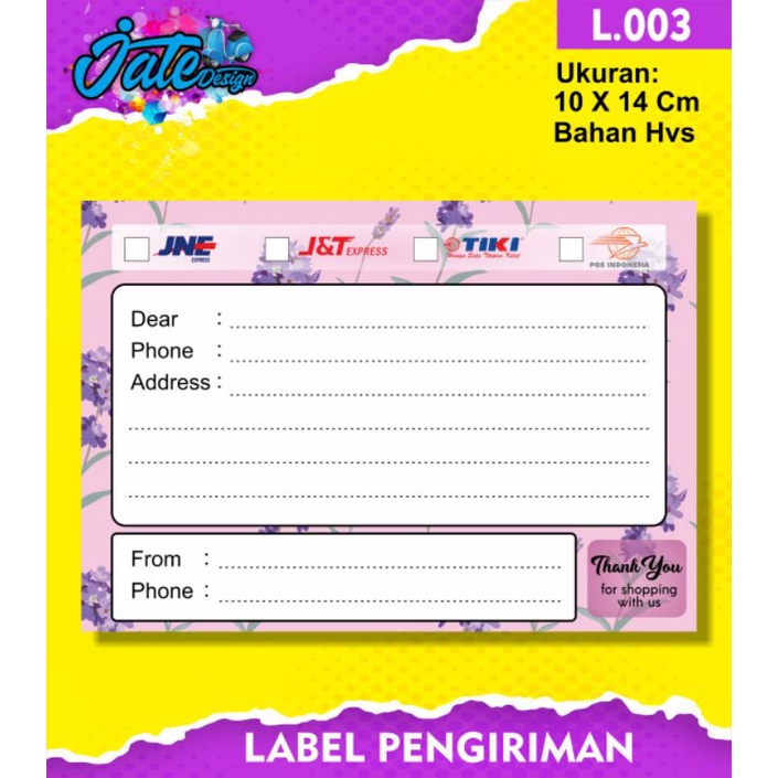 

Label pengiriman olshop bahan hvs (isi 10pcs)