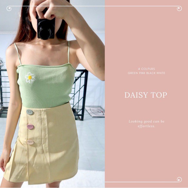 IL - SALE TANKTOP FLOWER / DAISY TANK TOP KOREAN / TANK TOP FLOWER | TANKTOP VEGA RIB FIT L