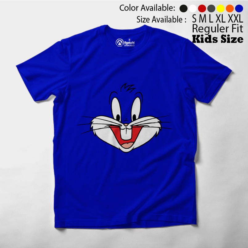 Baju Kaos Atasan Anak Laki-laki Perempuan Motif Wajah Bugs Bunny Face