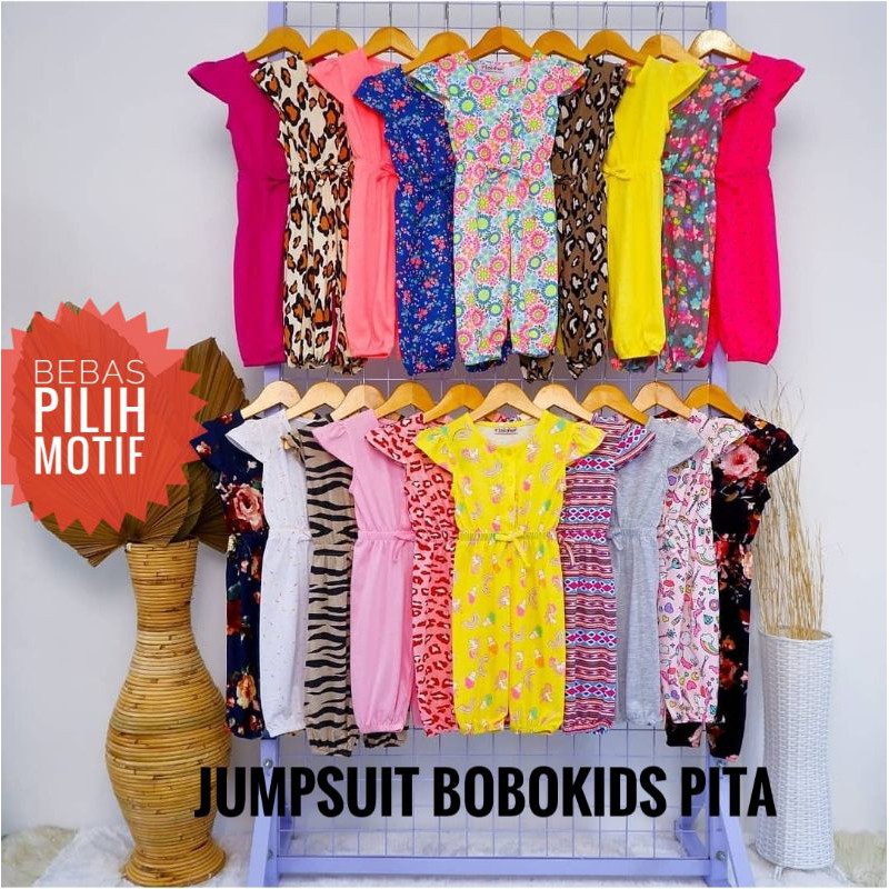 (Bisa Pilih Motif) Jumpsuit Anak Perempuan Cewek Bobokids Pita Usia 1 - 3Tahun