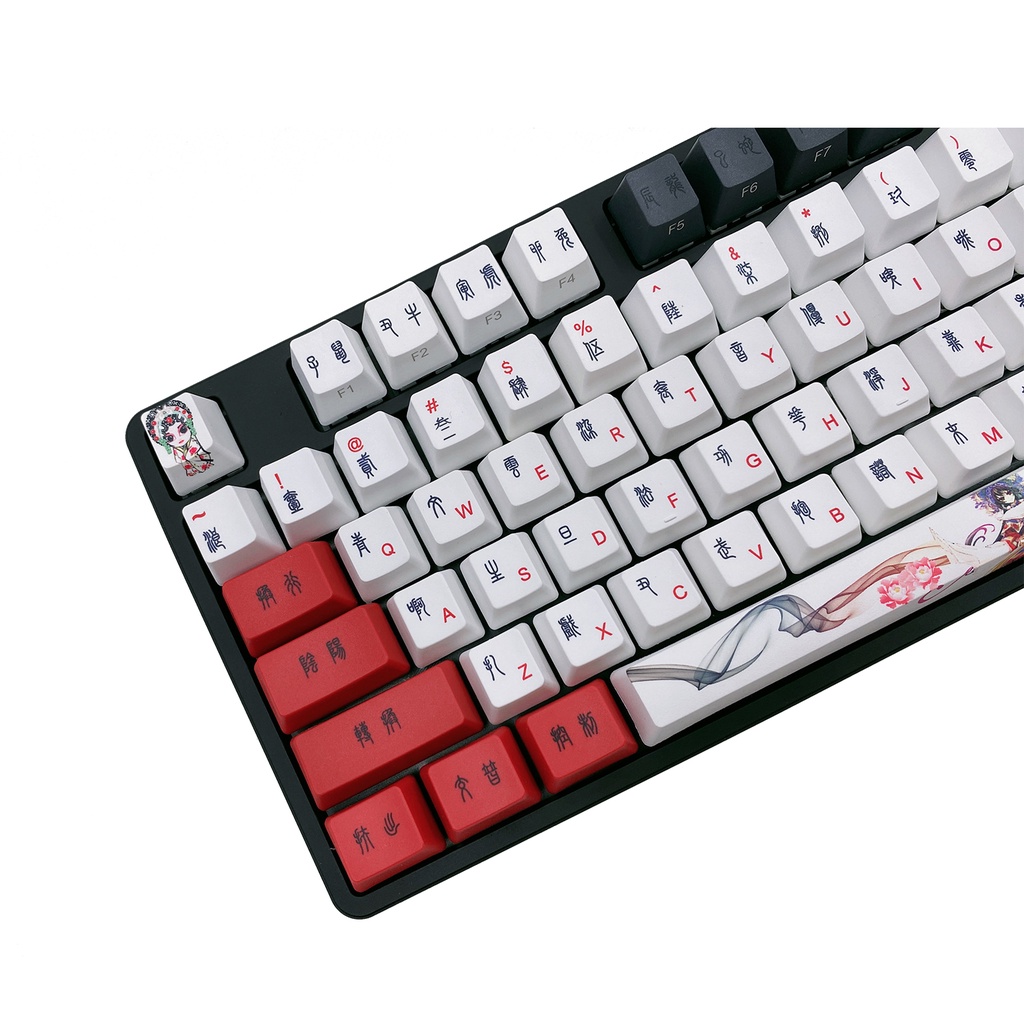 131 key Huadan Niang Caidan retro mechanical keyboard cap OME small full set of PBT sublimation suitable for 61/64/68/87/96/104/108 mechanical keyboards