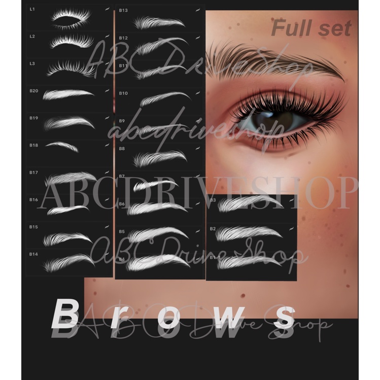 Procreate Brush - Realistic Brows, Lashes, Faces &amp; Hands Stamps Bundle