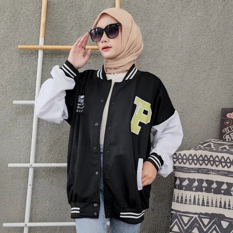 Jaket Oversize Wanita Terbaru P Baseball Bahan Pleece Tebal Gaya Korean