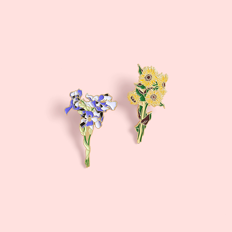 Bros Pin Enamel Bentuk Bunga Matahari Iris Untuk Wanita