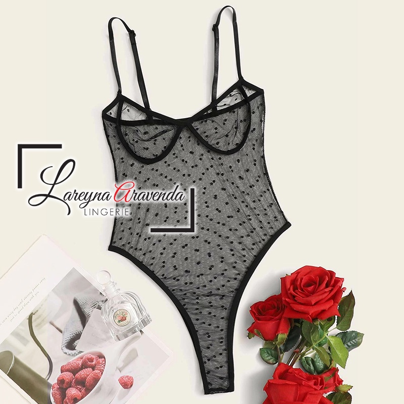 Lingerie Seksi Model Costume Bikini Polkadot Transparant LG359