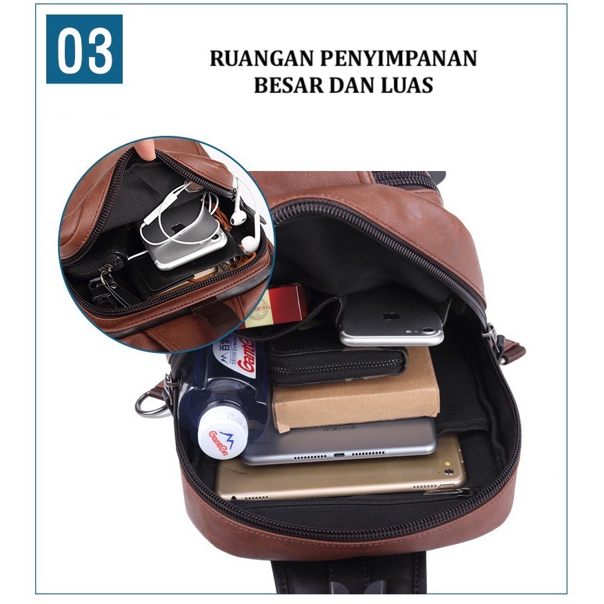 TAS DADA SELEMPANG RANSEL PRIA FASHION KOREA TERBARU 2020 KULIT PU 7713