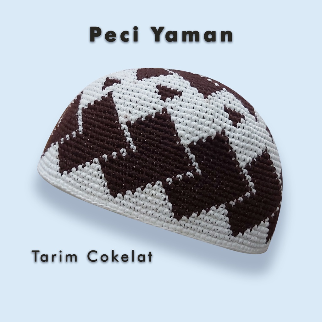 Izdihaar Peci Rajut Yaman//motif Tarim//Peci Rajut Yaman Tebal//Peci Yaman Original Rajutan Tangan//