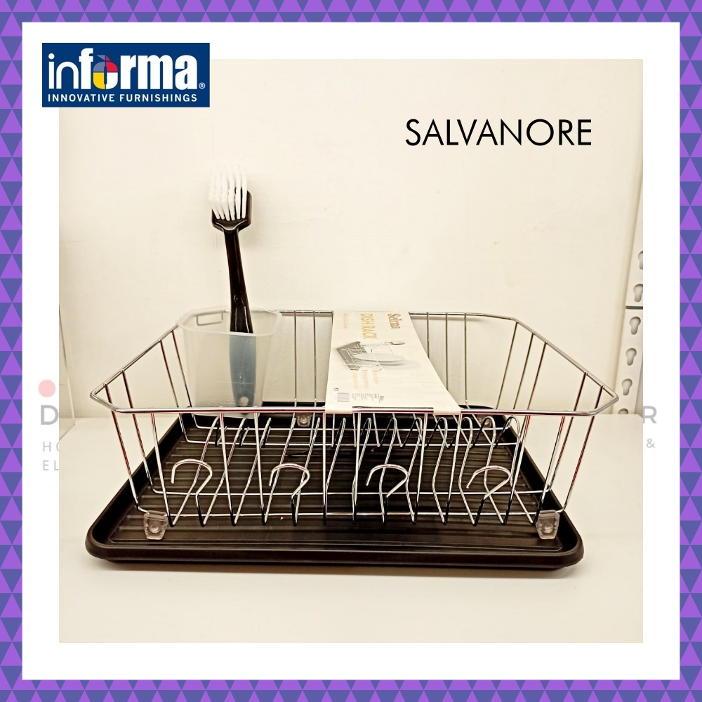 INFORMA - SALVADORE SALVANORE RAK CUCIAN PIRING DISH RACK WITH BRUSH TRAY