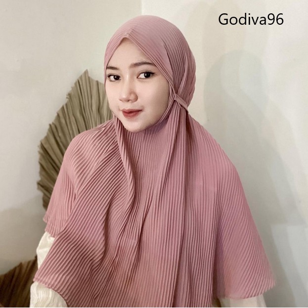 Godiva96 - BERGO PLISKET FULL DIAMOND / JILBAB MARYAM HIJAB SHAWL KERUDUNG KHIMAR TALI INSTAN MEDAN