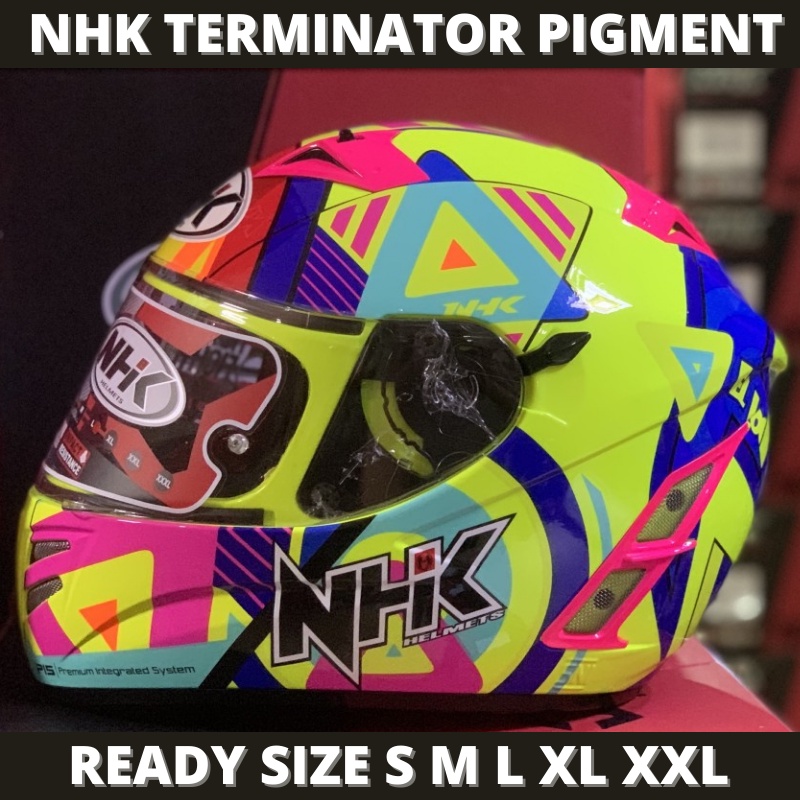 Jual Helm NHK Terminator Pigment Yellow Fluo Kuning Stabilo Double