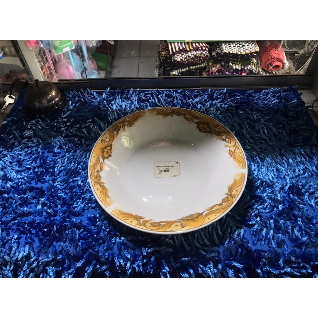 Piring makan keramik cantik list motif emas - Piring makan 23cm MEGA STORE