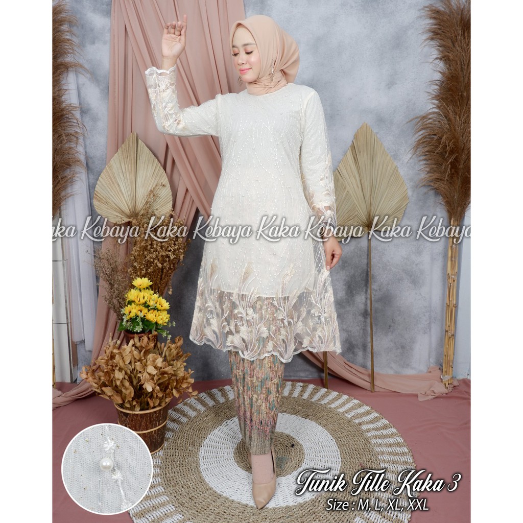 KAK&gt; SET KEBAYA TUNIK TILLE KAKA 3 / KEBAYA TILLE MUTIARA / BAJU KEBAYA MODERN / KEBAYA PESTA CANTIK