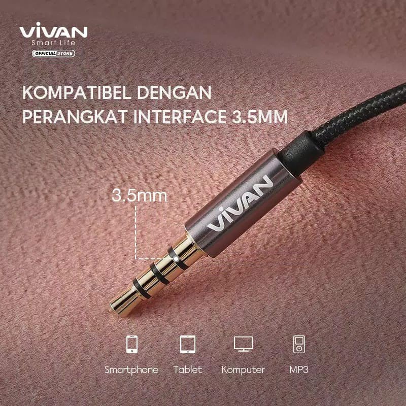 C_    Headset VIVAN Q11S Earphone In Ear Metal Wired Bass Stereo Ergonomic Design