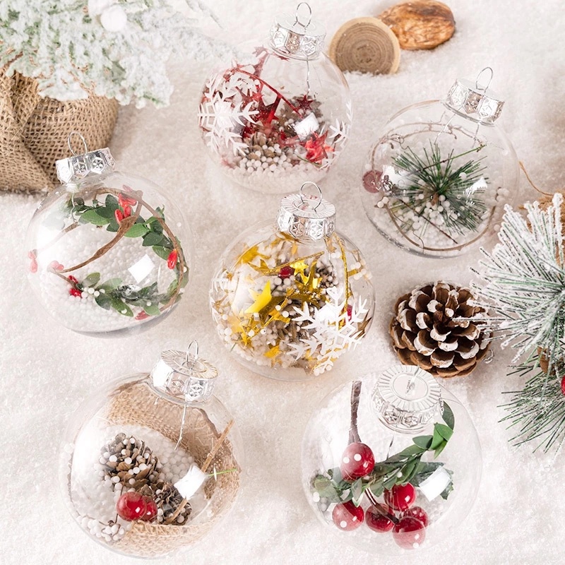 1 Pc Ornamen Bola Plastik Transparan Ukuran 6 / 10cm Untuk Dekorasi Pohon Natal