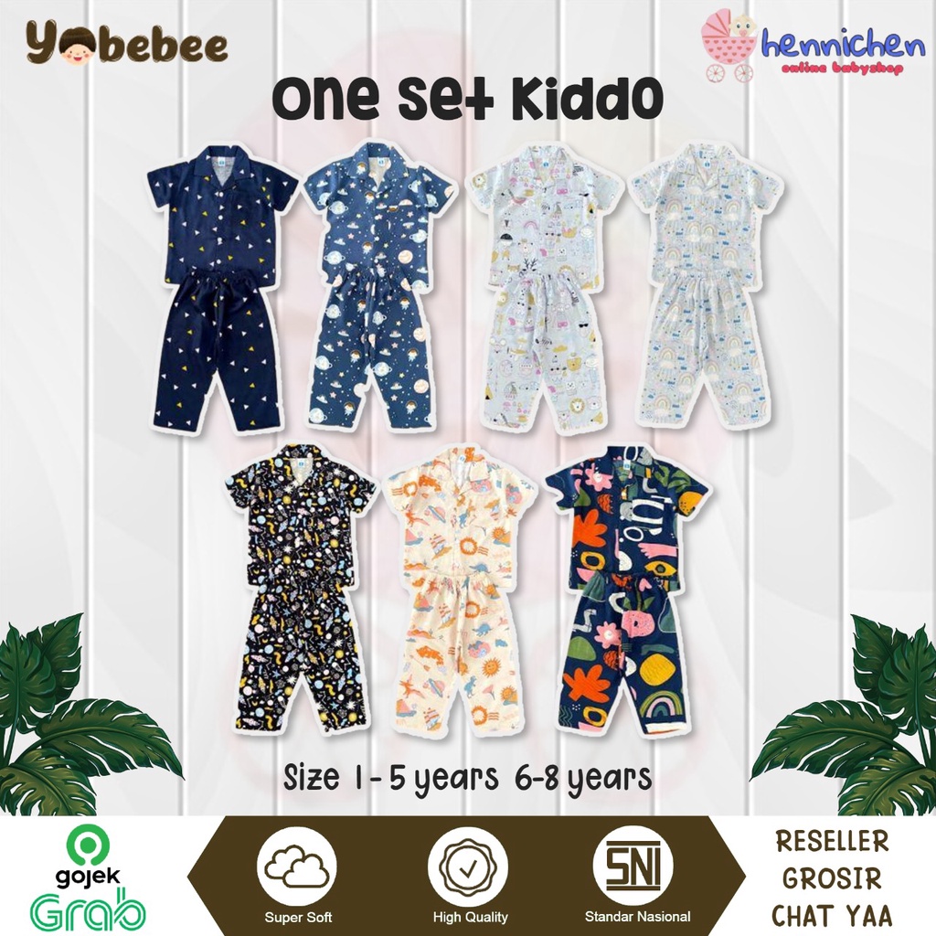 YOBEBEE ONE SET KIDDO SETELAN ANAK LAKI-LAKI PIYAMA ANAK BAJU TIDUR ANAK 1-8 TAHUN