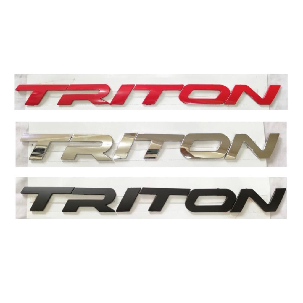 Emblem Kap Mesin Triton Merah Chrome Hitam