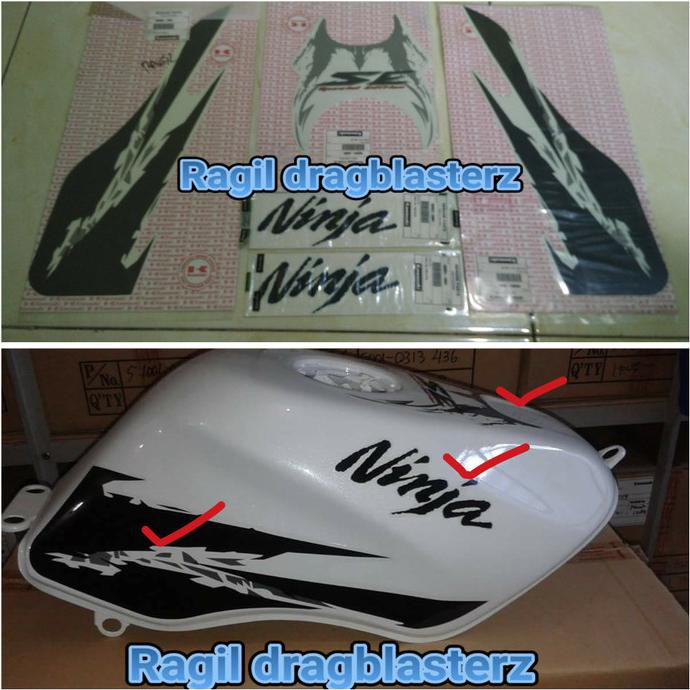 stiker striping tangki set new ninja rr SE putih 2012 original