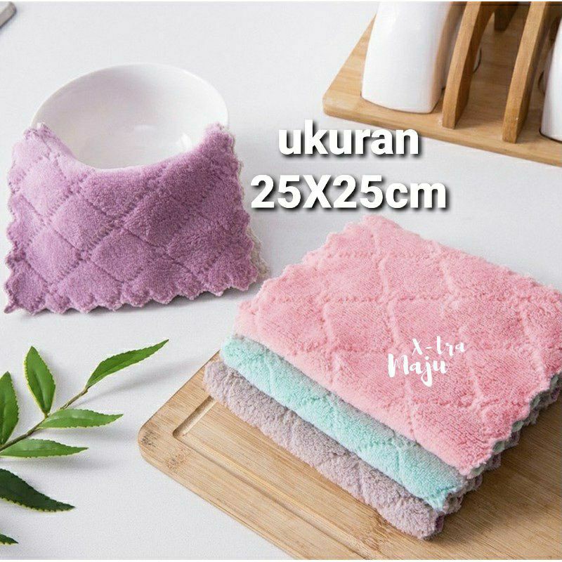 saputangan lembut uk 25x25cm besar 2 lapis  / lap tangan polos 2 warna lembut tebal