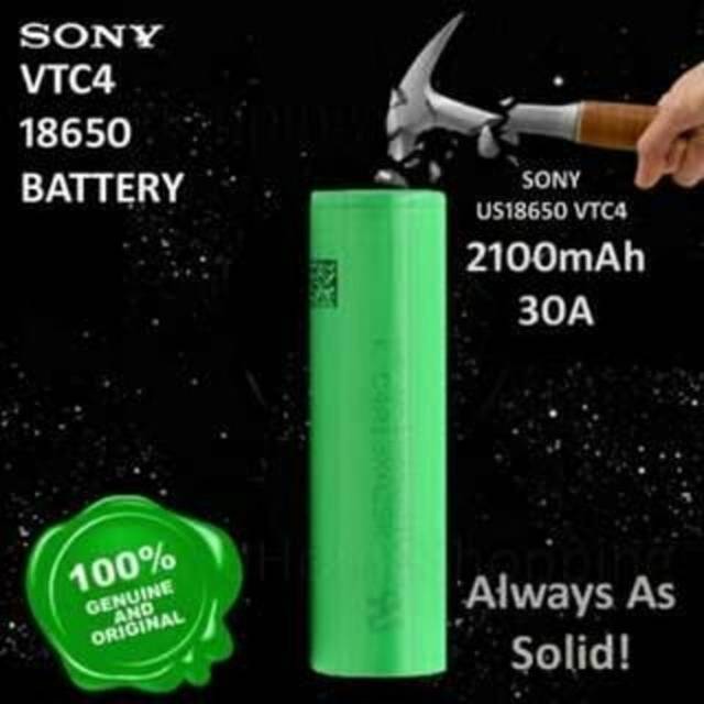 SONY VTC4 18650 2100mAh 30A Battery VTC 4 18650 AUTHENTIC BERGARANSI  cocok untuk mechanical device