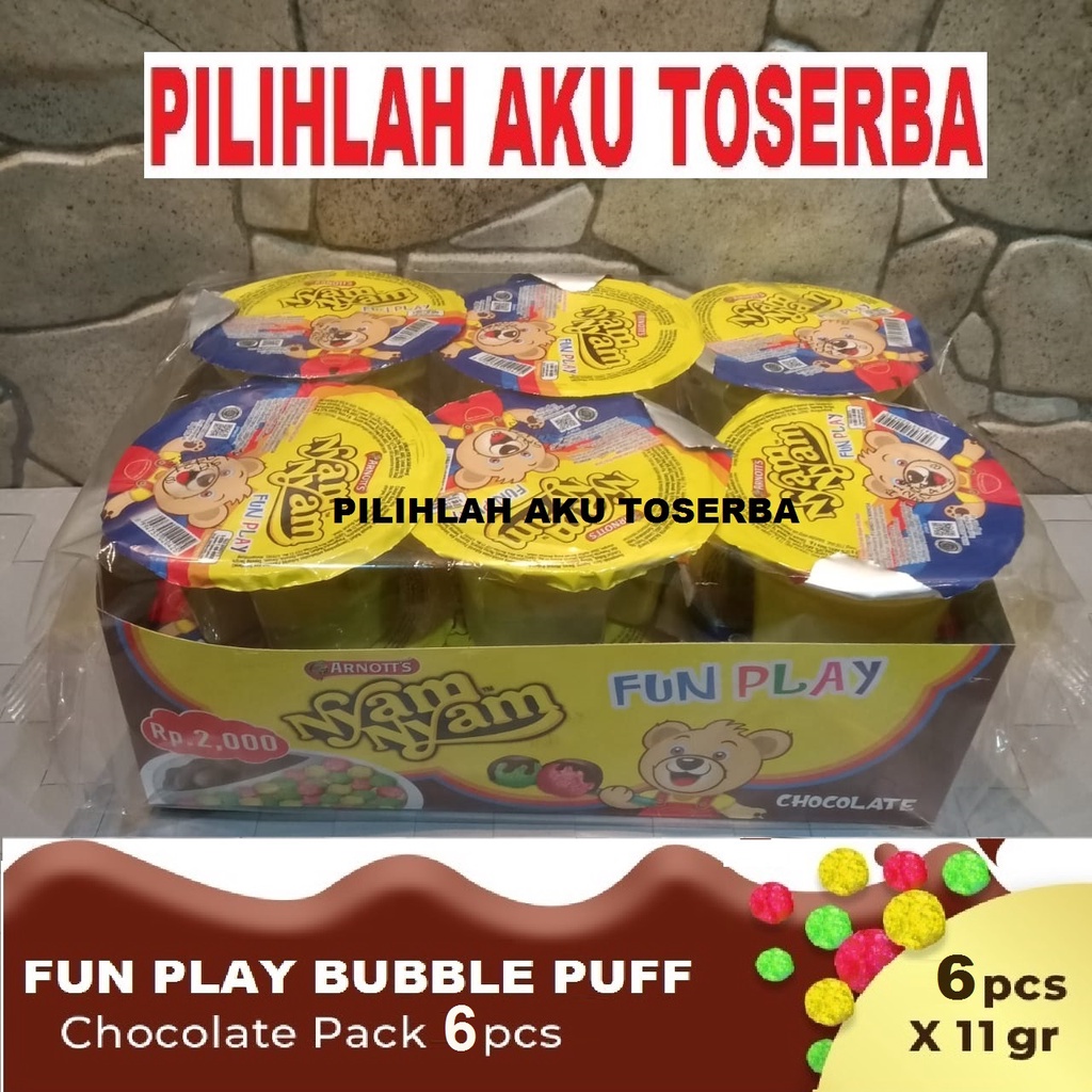 Arnott's Nyam Nyam FUN PLAY Bubble Puff Chocolate - ( HARGA PER DUS )