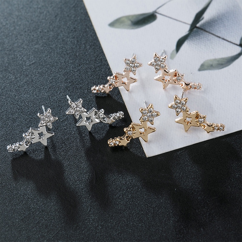 Anting Stud Kristal Bentuk Bintang Untuk Wanita